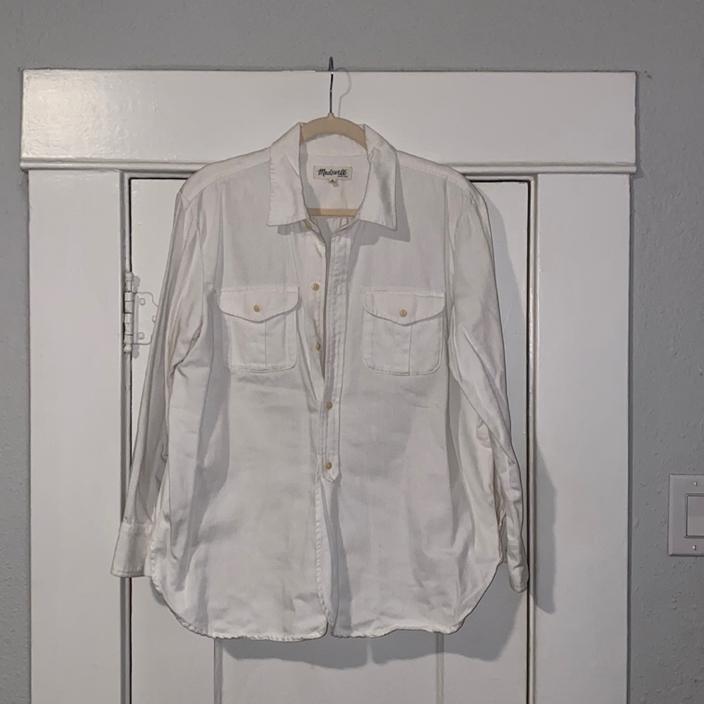 Madewell White Button Down with double pockets